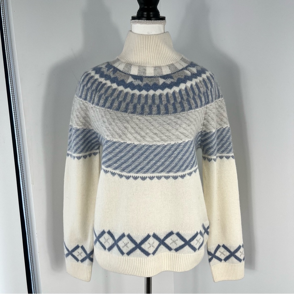 The Cashmere Project Fair Isle Mockneck sweater 100% cashmere
